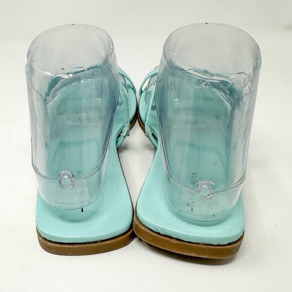 NEW 14th & Union Cece Blue Chill Croco Flat Slide Toe Thong Sandals, NEW Size 7 - Picture 10 of 14